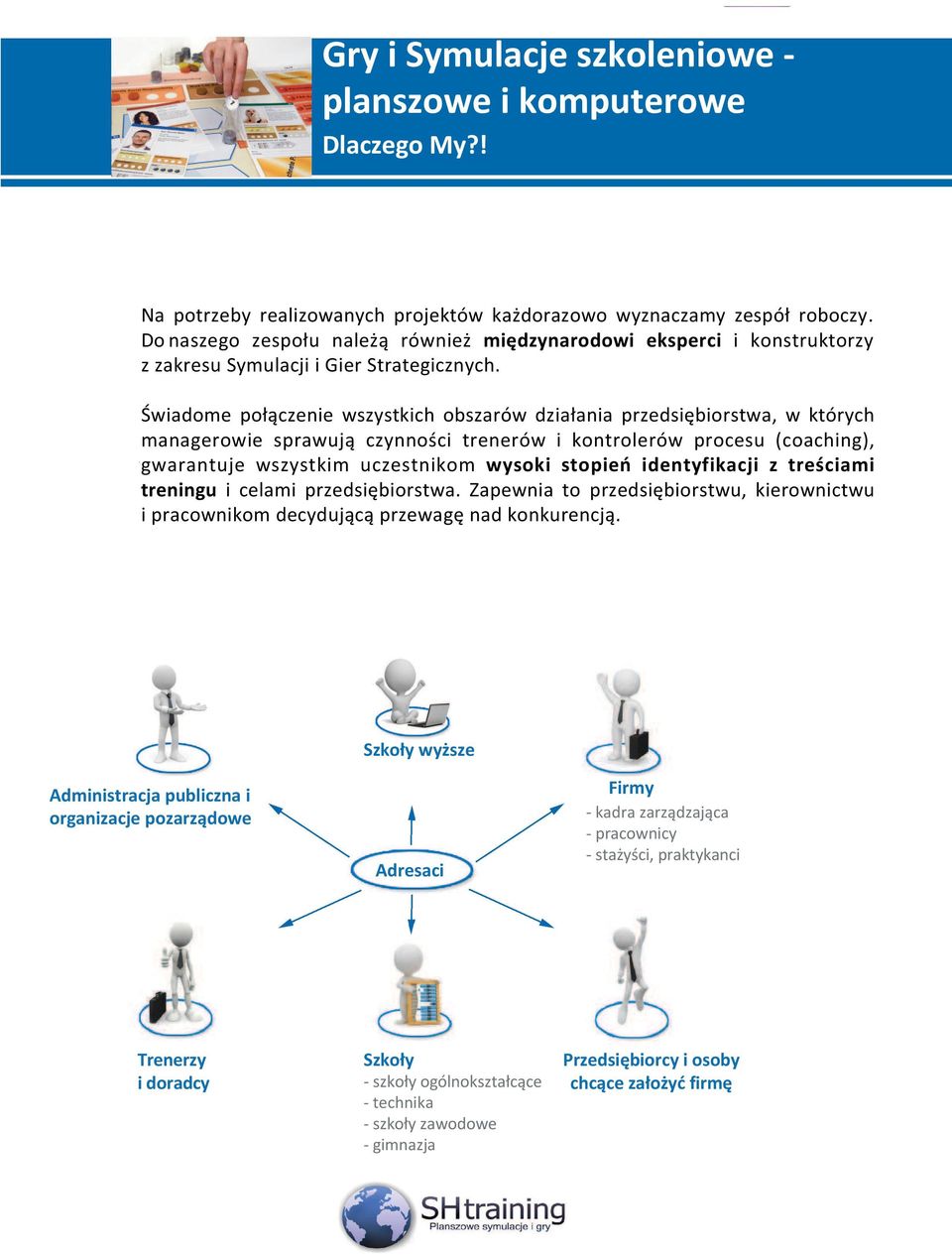 ! Na potrzeby realizowanych projektów każdorazowo wyznaczamy zespół roboczy. Do naszego zespołu należą również międzynarodowi eksperci i konstruktorzy z zakresu Symulacji i Gier Strategicznych.