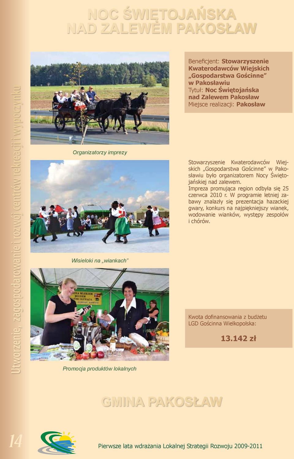Kwaterodawców Wiejskich Gospodarstwa Gościnne w Pakosławiu było organizatorem Nocy Świętojańskiej nad zalewem. Impreza promująca region odbyła się 25 czerwca 2010 r.