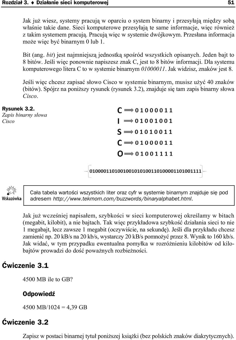 bit) jest najmniejsz jednostk spo ród wszystkich opisanych. Jeden bajt to 8 bitów. Je li wi c ponownie napiszesz znak C, jest to 8 bitów informacji.