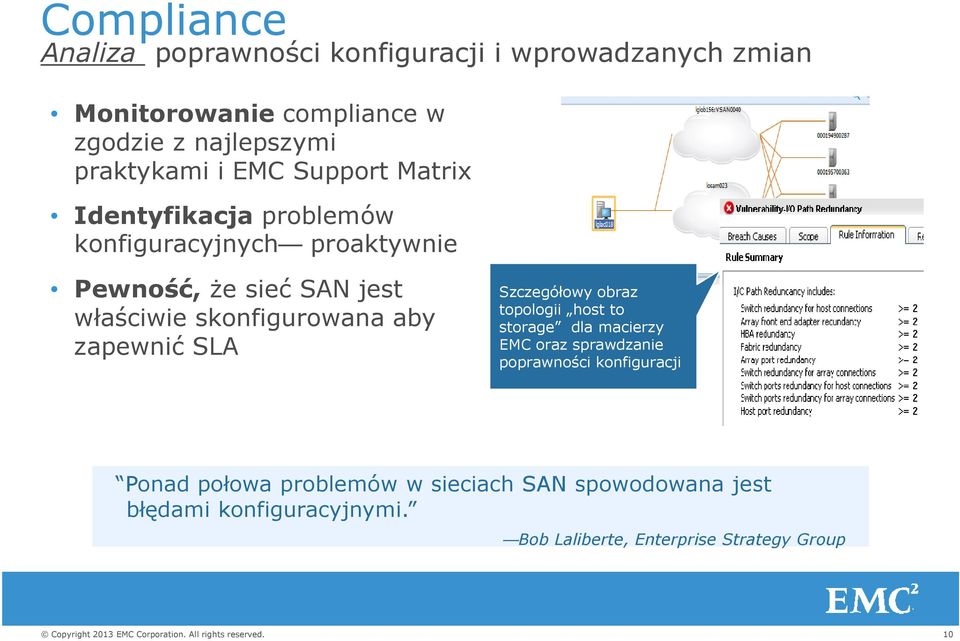 skonfigurowana aby zapewnić SLA Szczegółowy obraz topologii host to storage dla macierzy EMC oraz sprawdzanie poprawności