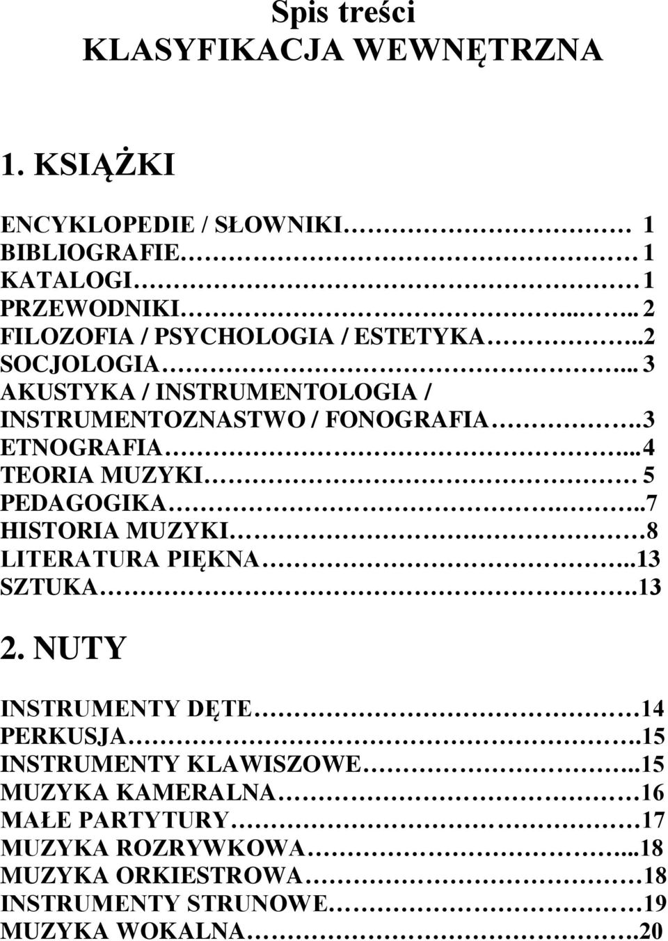 3 ETNOGRAFIA... 4 TEORIA MUZYKI 5 PEDAGOGIKA...7 HISTORIA MUZYKI. 8 LITERATURA PIĘKNA..13 SZTUKA.13 2.