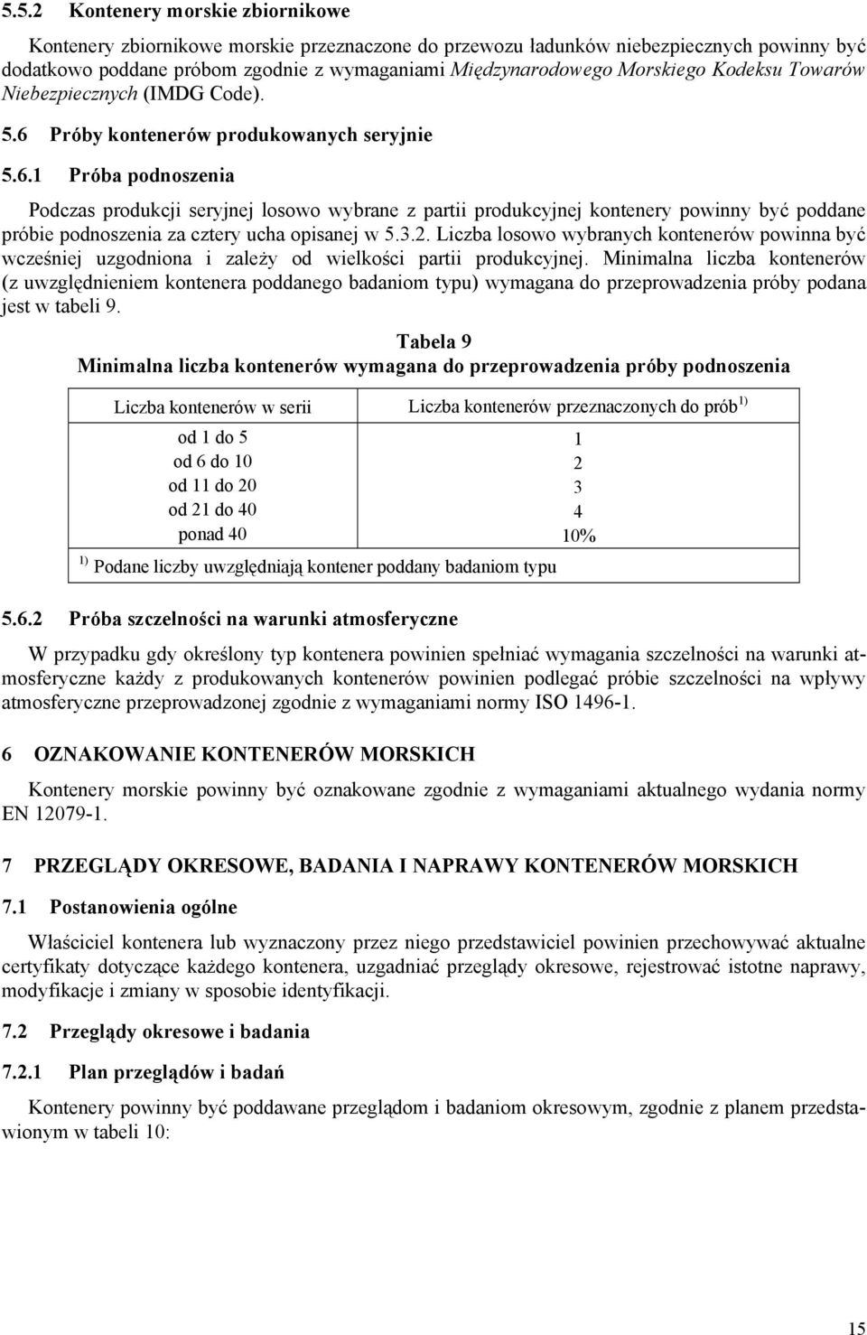 Próby kontenerów produkowanych seryjnie 5.6.