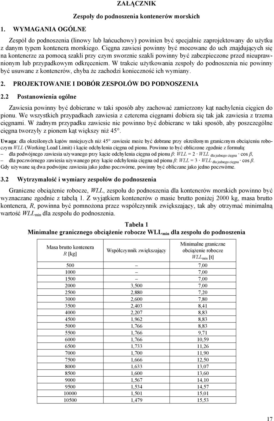 Cięgna zawiesi powinny być mocowane do uch znajdujących się na kontenerze za pomocą szakli przy czym sworznie szakli powinny być zabezpieczone przed nieuprawnionym lub przypadkowym odkręceniem.