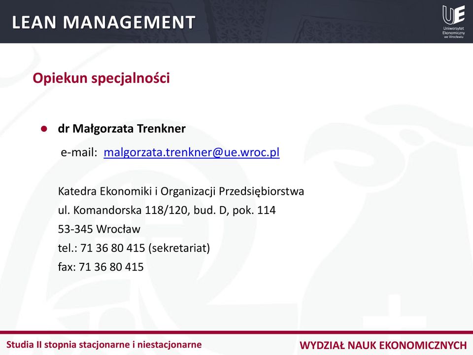 pl Katedra Ekonomiki i Organizacji Przedsiębiorstwa ul.