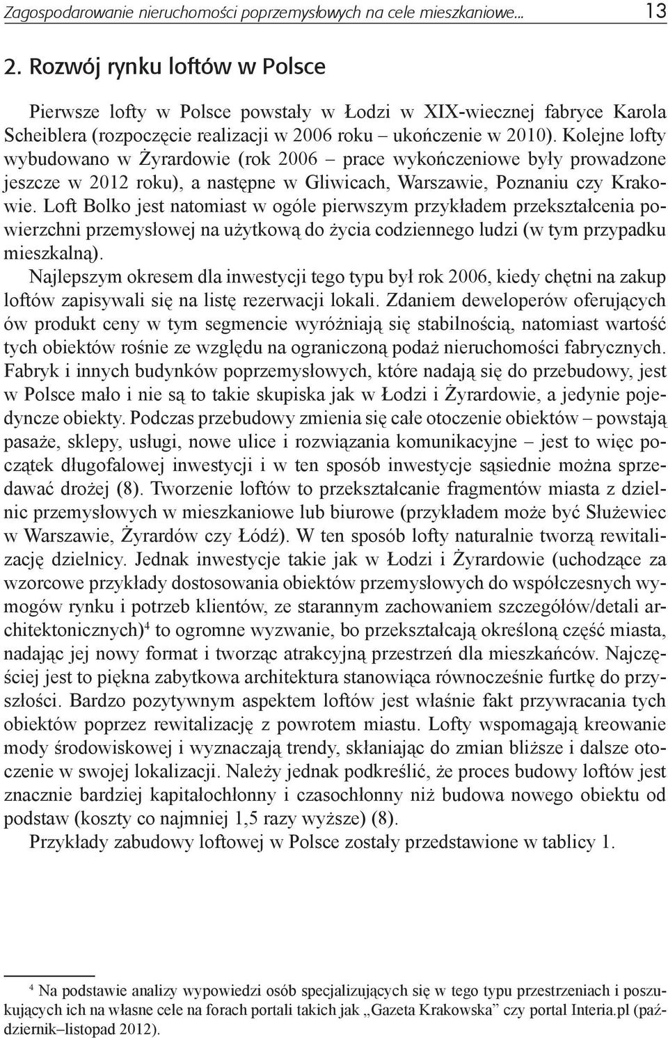 Kolejne lofty wybudowano w Żyrardowie (rok 2006 prace wykończeniowe były prowadzone jeszcze w 2012 roku), a następne w Gliwicach, Warszawie, Poznaniu czy Krakowie.