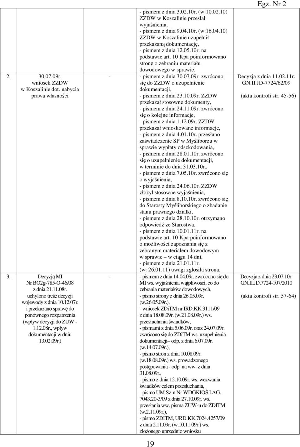 04.10r. (w:16.04.10) ZZDW w Koszalinie uzupełnił przekazaną dokumentację, - pismem z dnia 12.05.10r. na podstawie art. 10 Kpa poinformowano stronę o zebraniu materiału dowodowego w sprawie.