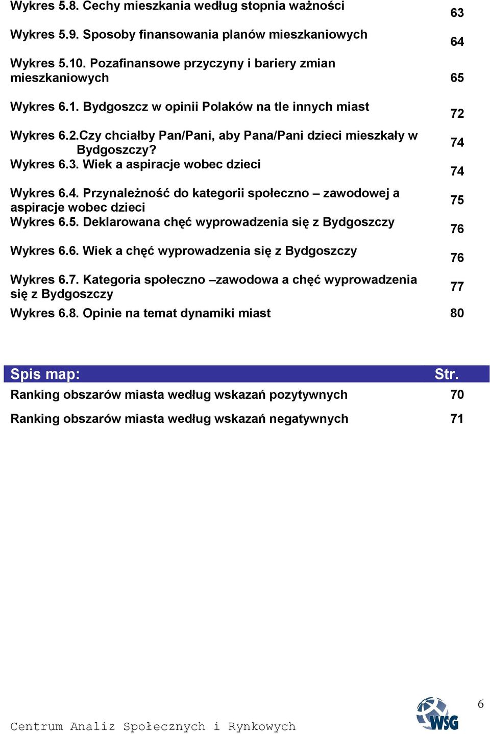 PrzynaleŜność do kategorii społeczno zawodowej a aspiracje wobec dzieci Wykres 6.5. Deklarowana chęć wyprowadzenia się z Bydgoszczy Wykres 6.6. Wiek a chęć wyprowadzenia się z Bydgoszczy Wykres 6.7.