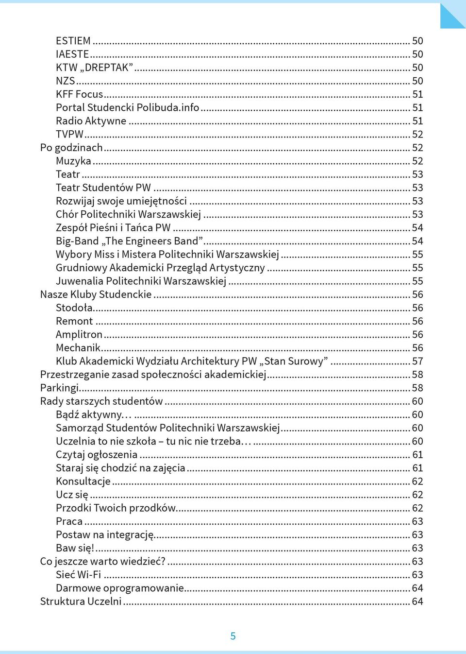 .. 55 Grudniowy Akademicki Przegląd Artystyczny... 55 Juwenalia Politechniki Warszawskiej... 55 Nasze Kluby Studenckie... 56 Stodoła... 56 Remont... 56 Amplitron... 56 Mechanik.