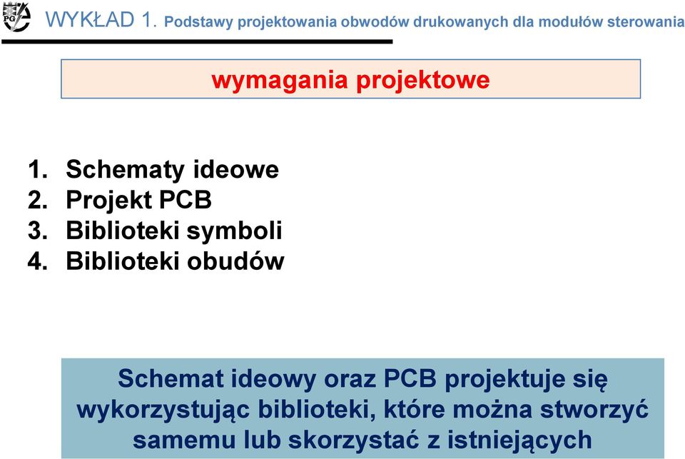 wymagania projektowe 1. Schematy ideowe 2. Projekt PCB 3.