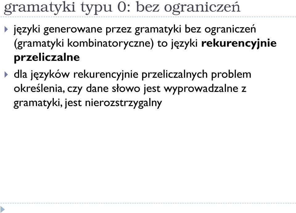 przeliczalne dla języków rekurencyjnie przeliczalnych problem