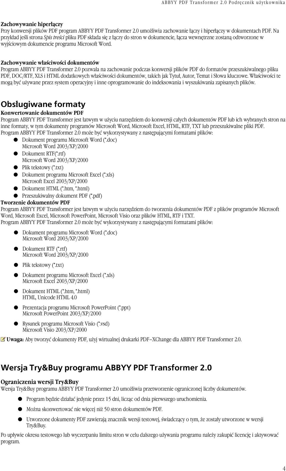 Zachowywanie właściwości dokumentów Program ABBYY PDF Transformer 2.