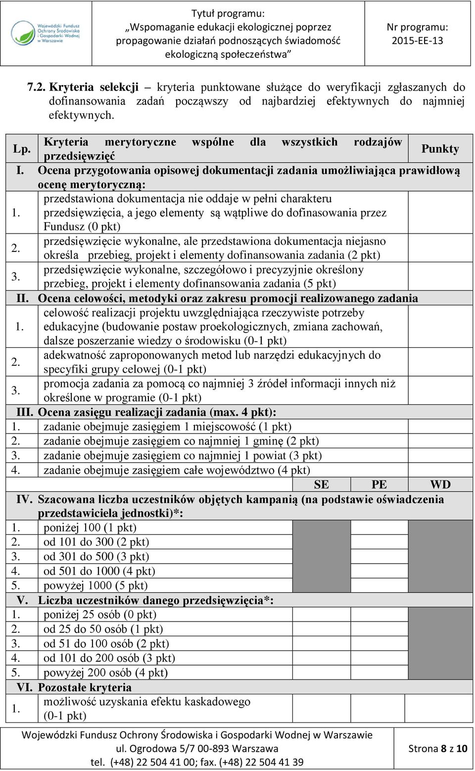 Ocena przygotowania opisowej dokumentacji zadania umożliwiająca prawidłową ocenę merytoryczną: przedstawiona dokumentacja nie oddaje w pełni charakteru 1.