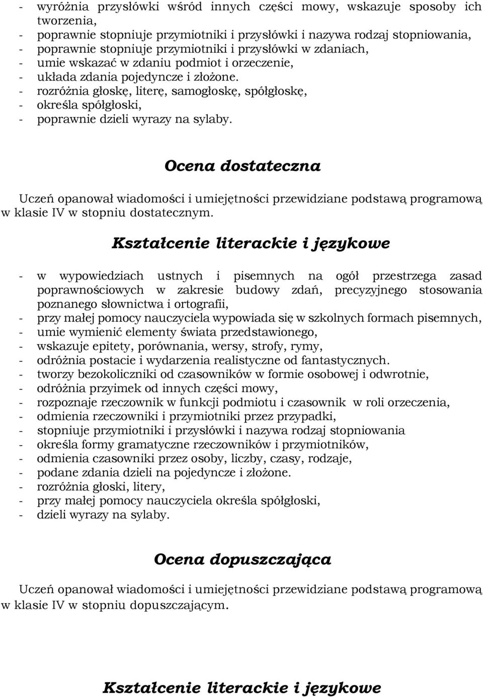 - rozróżnia głoskę, literę, samogłoskę, spółgłoskę, - określa spółgłoski, - poprawnie dzieli wyrazy na sylaby.