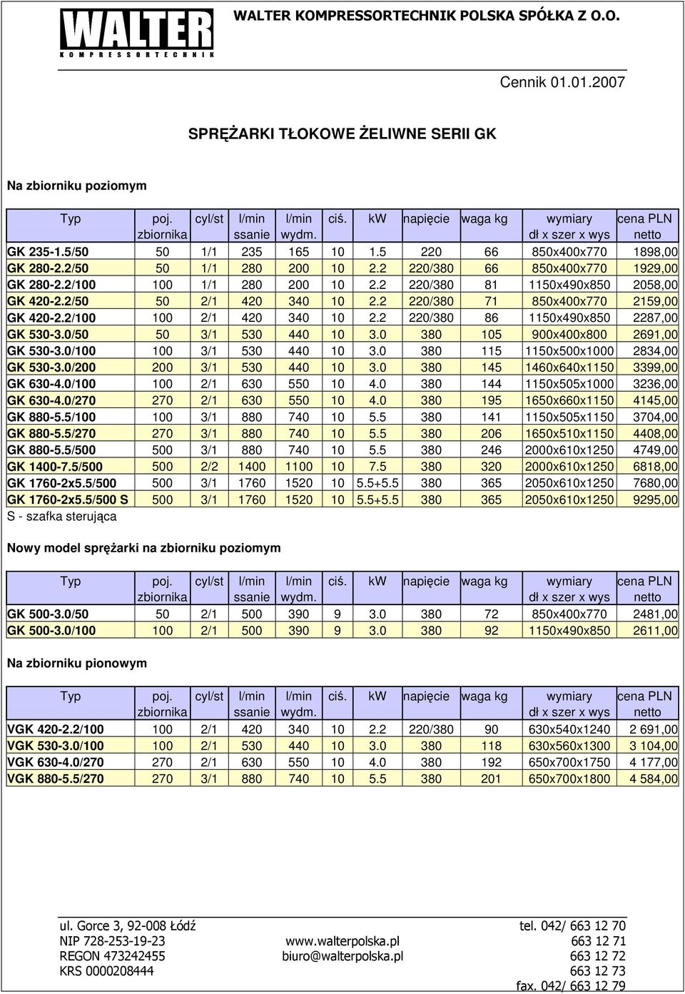 2/50 50 2/1 420 340 10 2.2 220/380 71 850x400x770 2159,00 GK 420-2.2/100 100 2/1 420 340 10 2.2 220/380 86 1150x490x850 2287,00 GK 530-3.0/50 50 3/1 530 440 10 3.