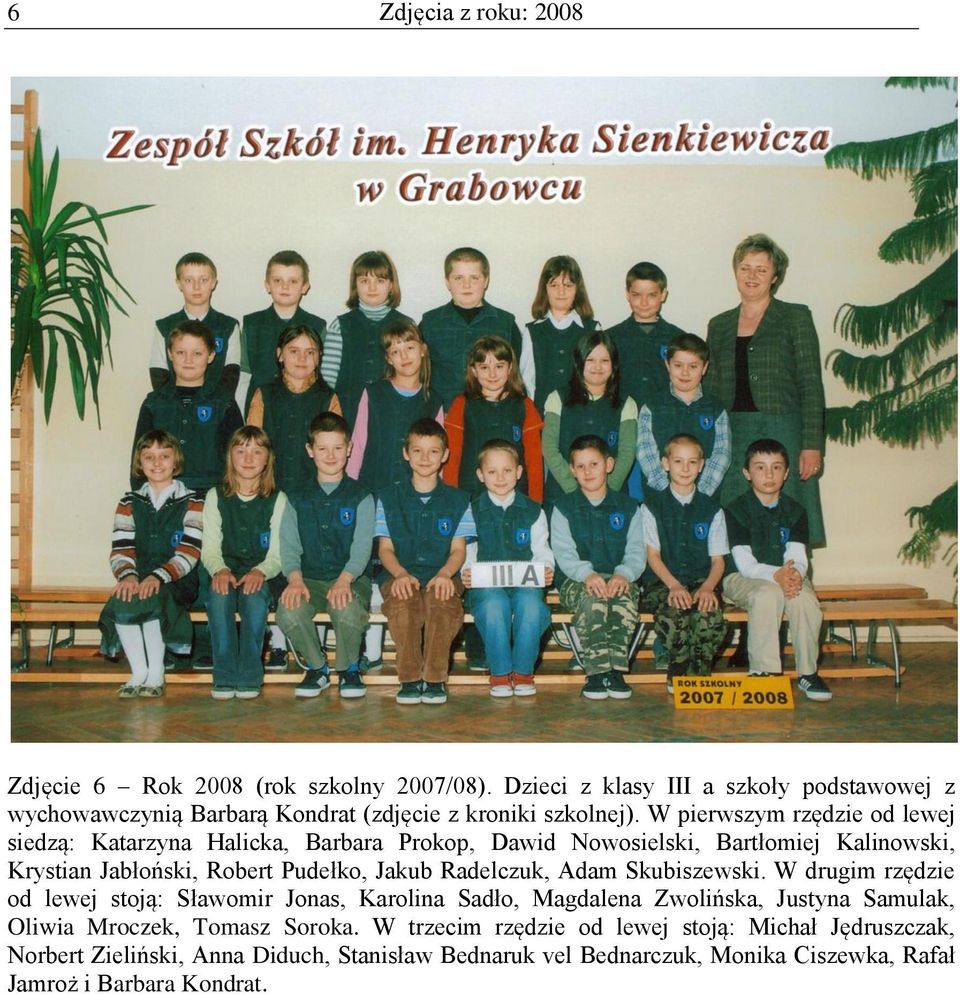 W pierwszym rzędzie od lewej siedzą: Katarzyna Halicka, Barbara Prokop, Dawid Nowosielski, Bartłomiej Kalinowski, Krystian Jabłoński, Robert Pudełko, Jakub