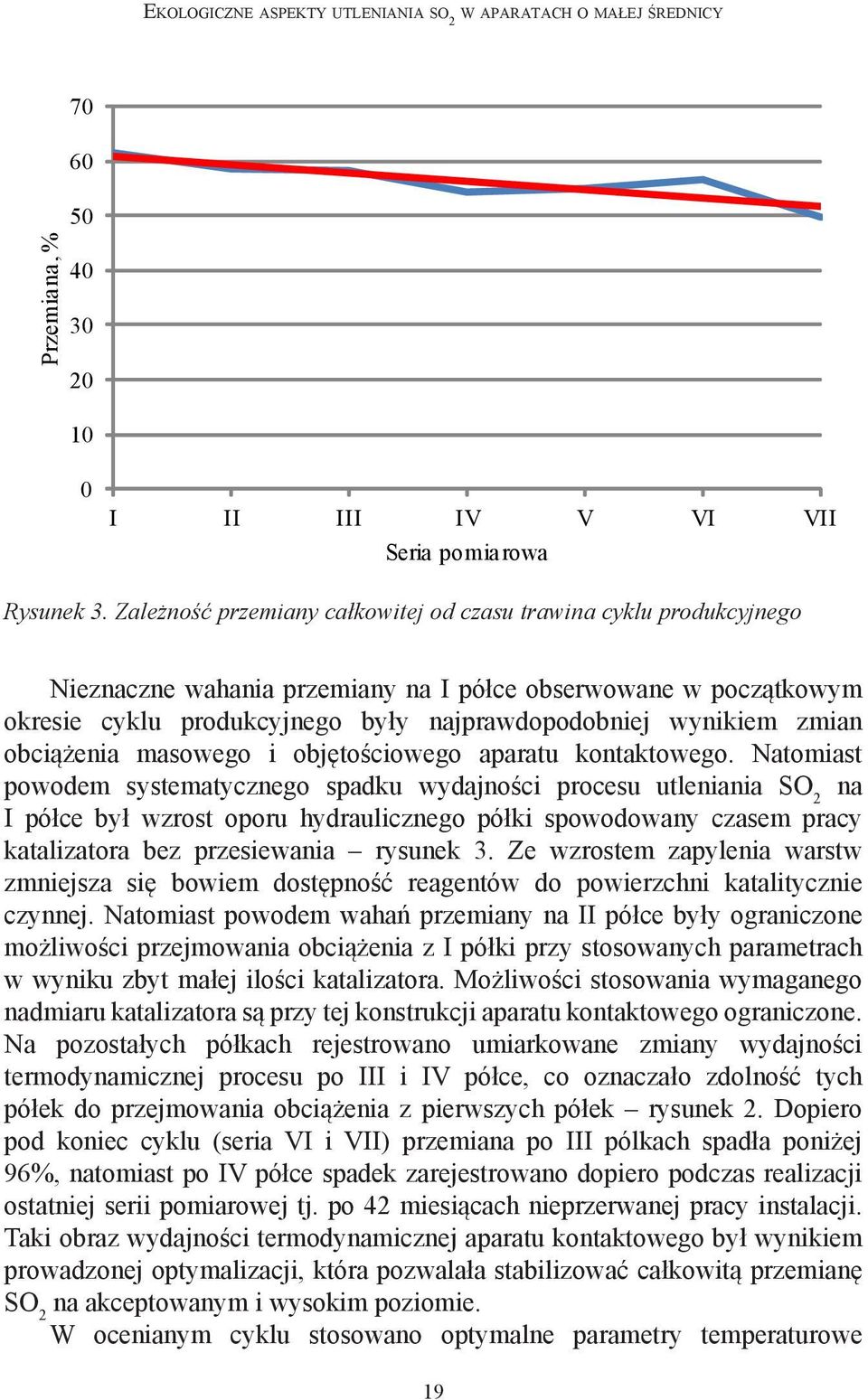 zmian obciążenia masowego i objętościowego aparatu kontaktowego.