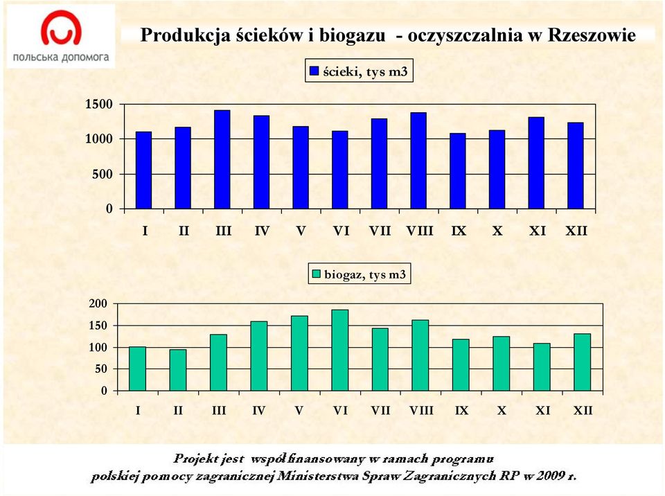 III IV V VI VII VIII IX X XI XII biogaz, tys m3