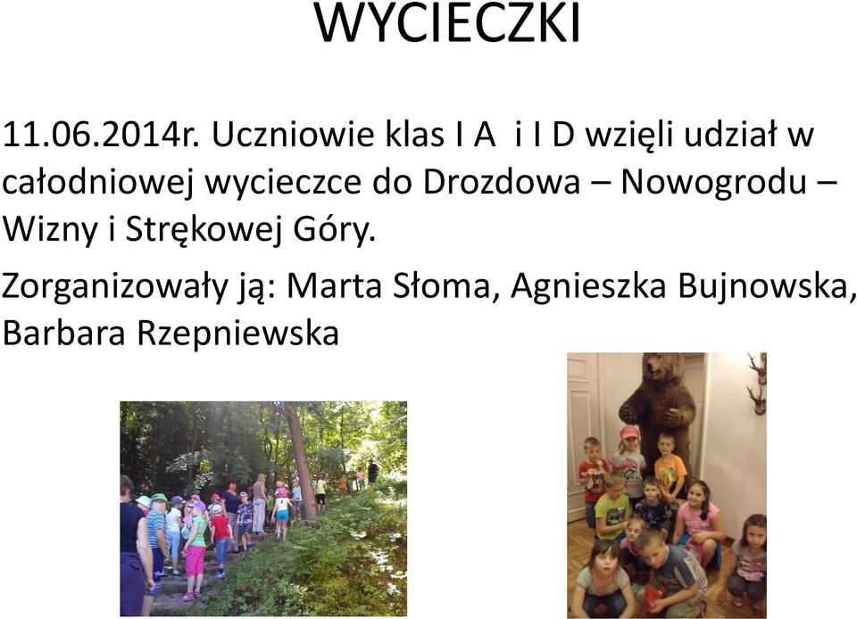 całodniowej wycieczce do Drozdowa Nowogrodu Wizny