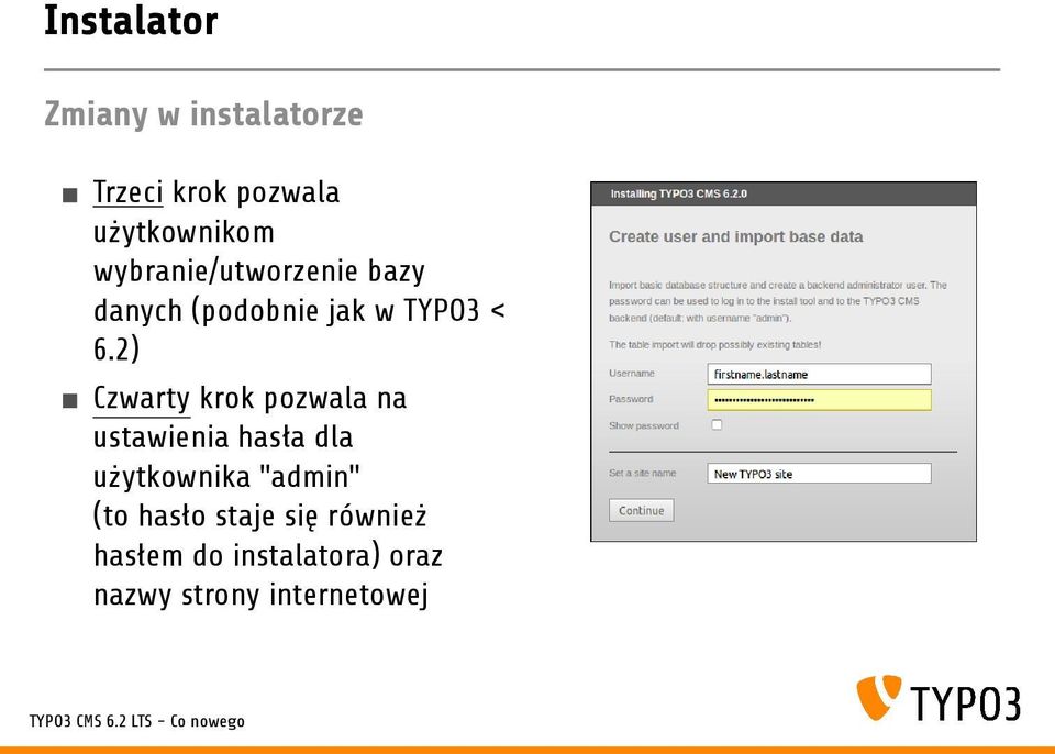 2) Czwarty krok pozwala na ustawienia hasła dla użytkownika "admin"