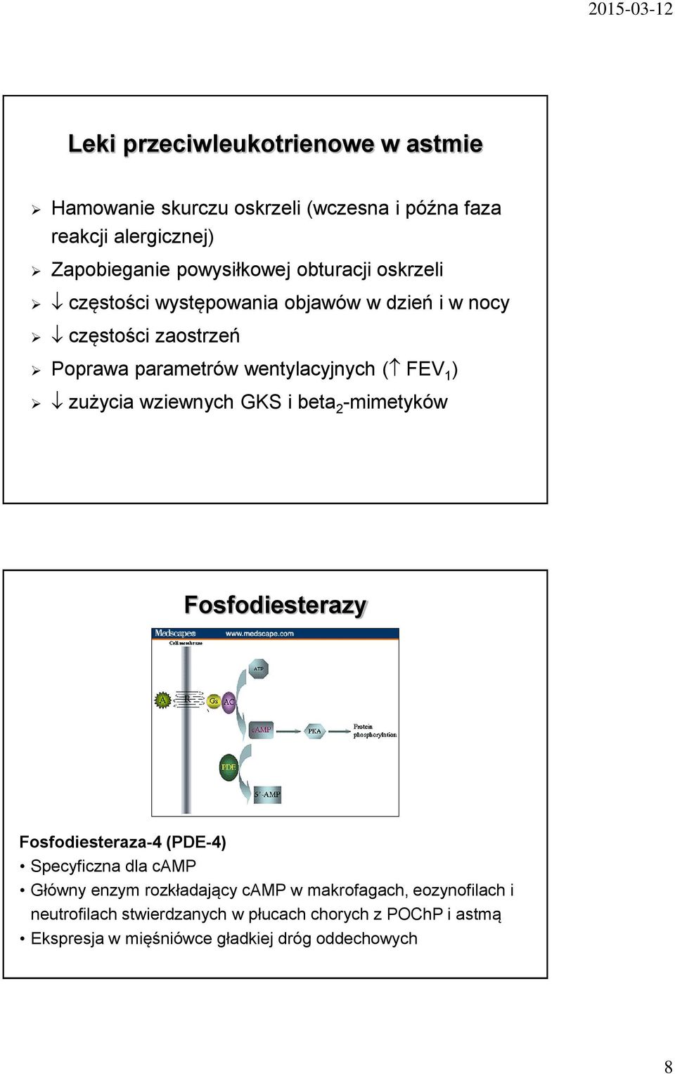 zużycia wziewnych GKS i beta 2 -mimetyków Fosfodiesterazy Fosfodiesteraza-4 (PDE-4) Specyficzna dla camp Główny enzym rozkładający