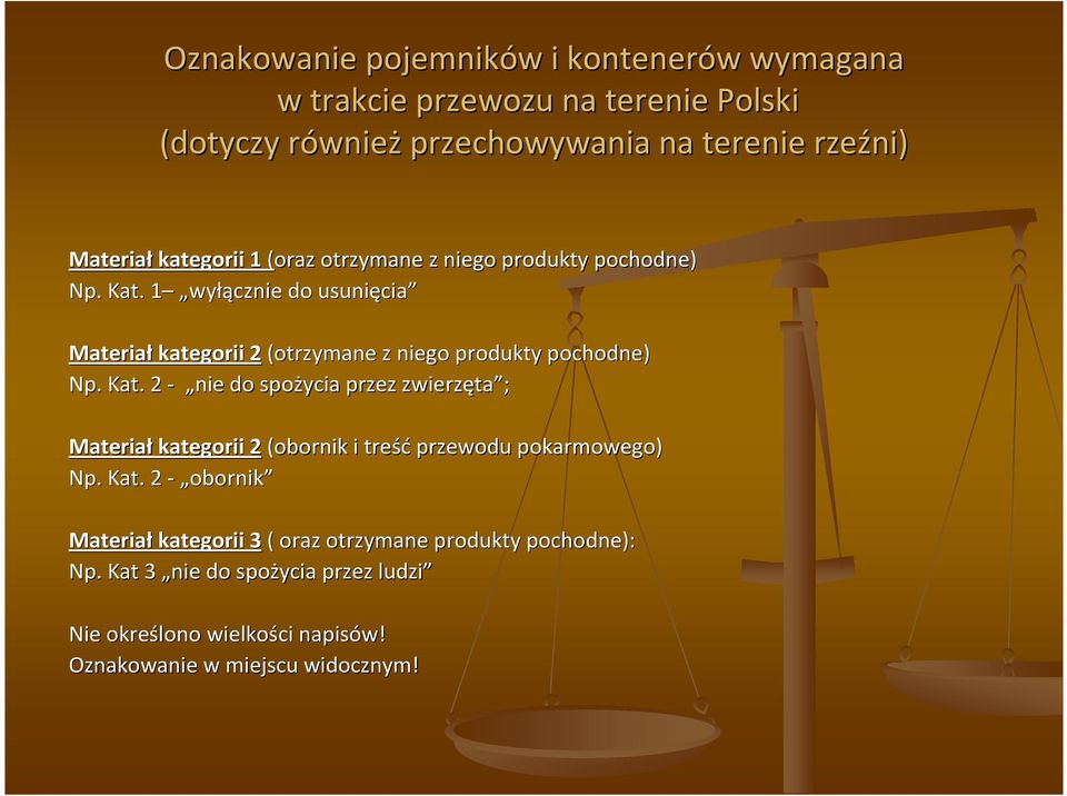 1 wy1 wyłącznie do usunięcia cia Materiał kategorii 2 (otrzymane z niego produkty pochodne) Np. Kat.