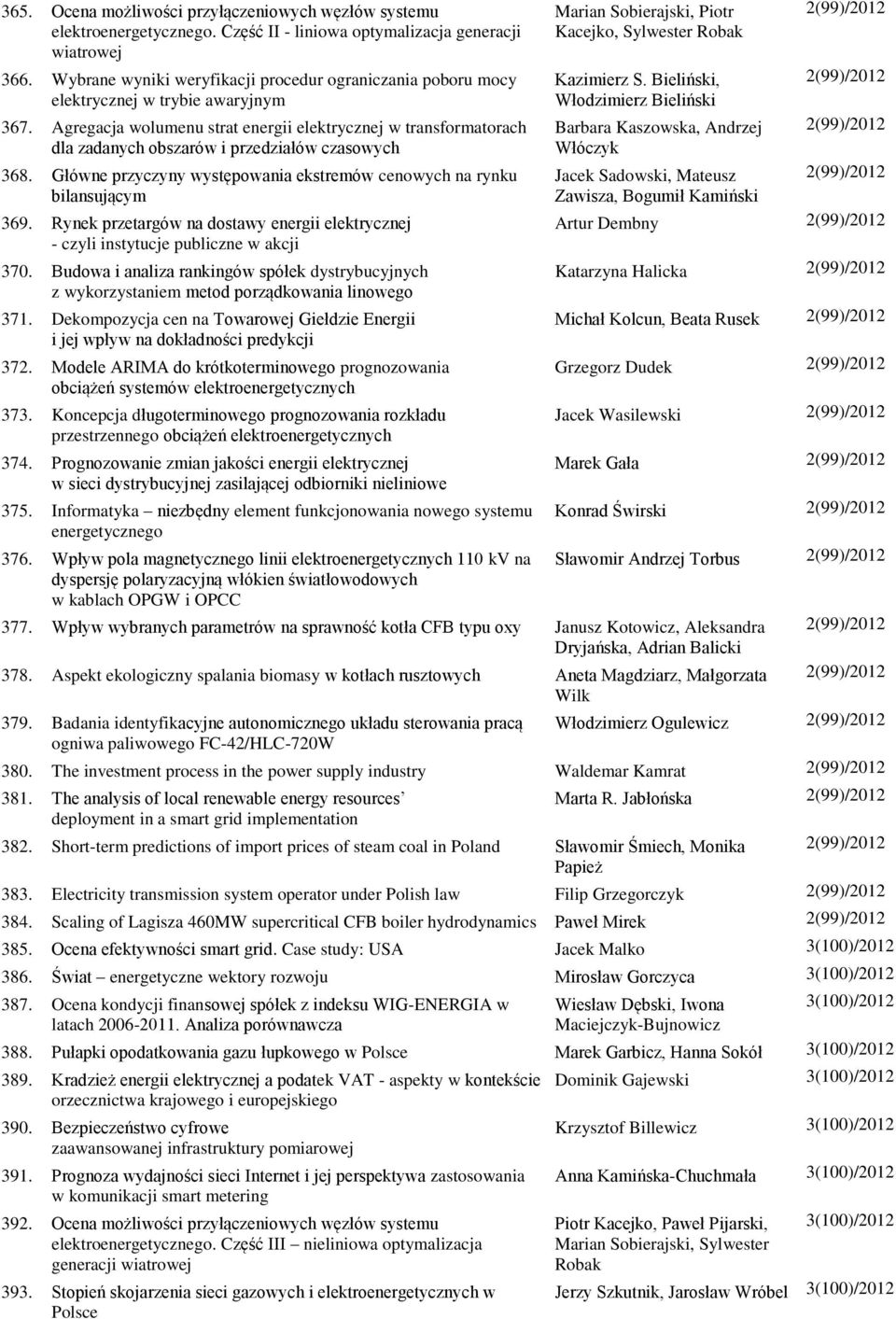 Agregacja wolumenu strat energii elektrycznej w transformatorach dla zadanych obszarów i przedziałów czasowych 368. Główne przyczyny występowania ekstremów cenowych na rynku bilansującym 369.