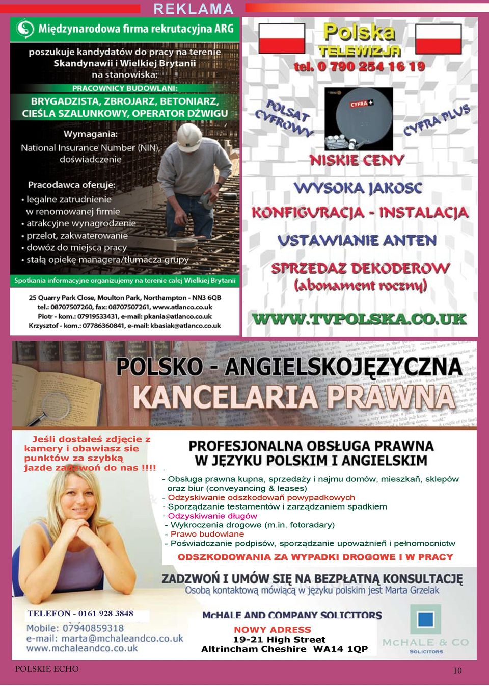 Sporządzanie testamentów i zarządzaniem spadkiem Odzyskiwanie długów - Wykroczenia drogowe (m.in.