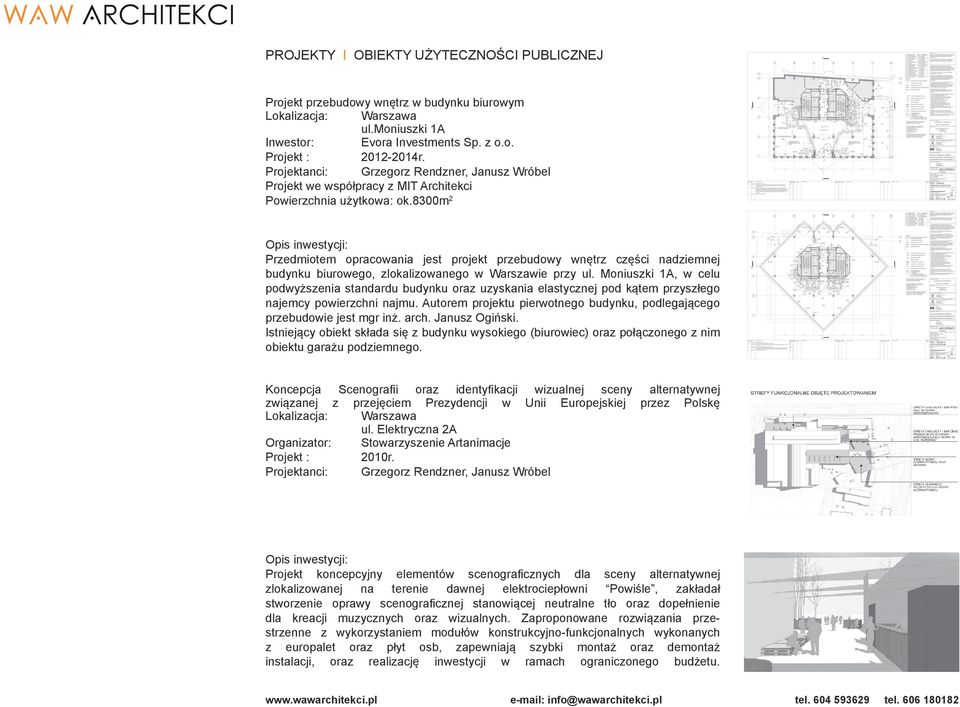 8300m 2 Przedmiotem opracowania jest projekt przebudowy wnętrz części nadziemnej budynku biurowego, zlokalizowanego w Warszawie przy ul.