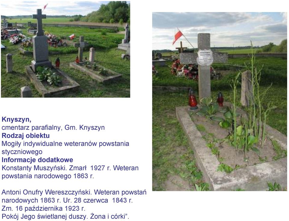 Zmarł 1927 r. Weteran powstania narodowego 1863 r. Antoni Onufry Wereszczyński.