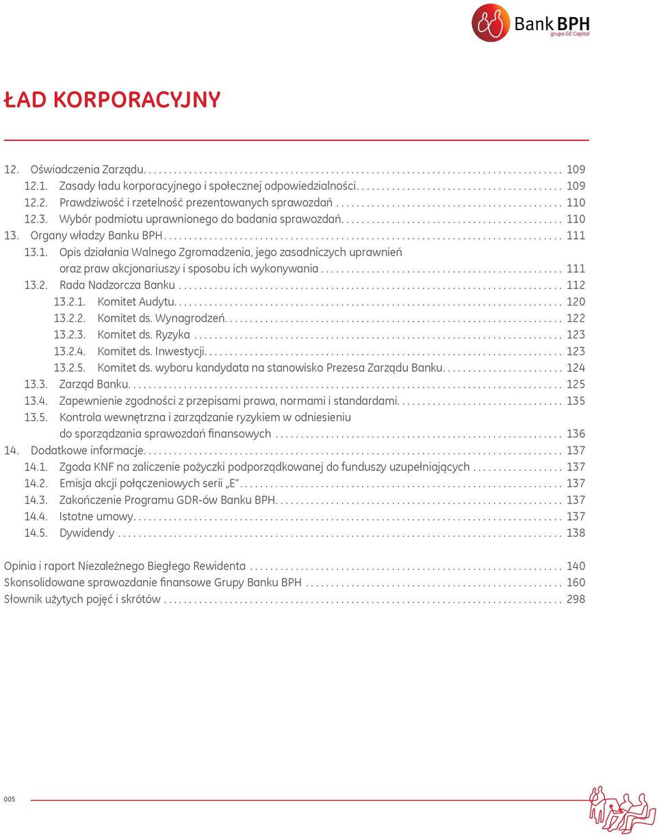 .. 111 13.2. Rada Nadzorcza Banku... 112 13.2.1. Komitet Audytu... 120 13.2.2. Komitet ds. Wynagrodzeń... 122 13.2.3. Komitet ds. Ryzyka... 123 13.2.4. Komitet ds. Inwestycji... 123 13.2.5.