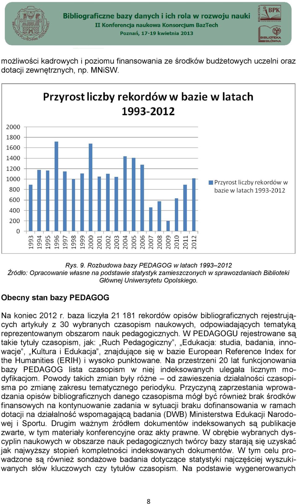 Obecny stan bazy PEDAGOG Na koniec 2012 r.