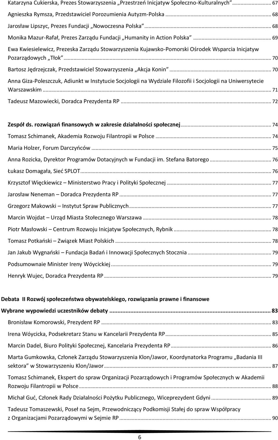 .. 69 Ewa Kwiesielewicz, Prezeska Zarządu Stowarzyszenia Kujawsko-Pomorski Ośrodek Wsparcia Inicjatyw Pozarządowych Tłok... 70 Bartosz Jędrzejczak, Przedstawiciel Stowarzyszenia Akcja Konin.