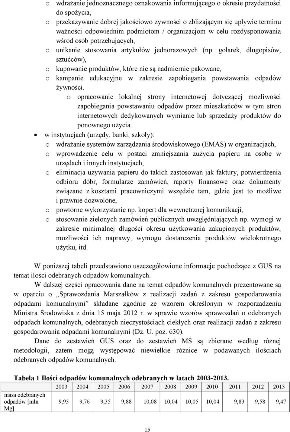 golarek, długopisów, sztućców), o kupowanie produktów, które nie są nadmiernie pakowane, o kampanie edukacyjne w zakresie zapobiegania powstawania odpadów żywności.