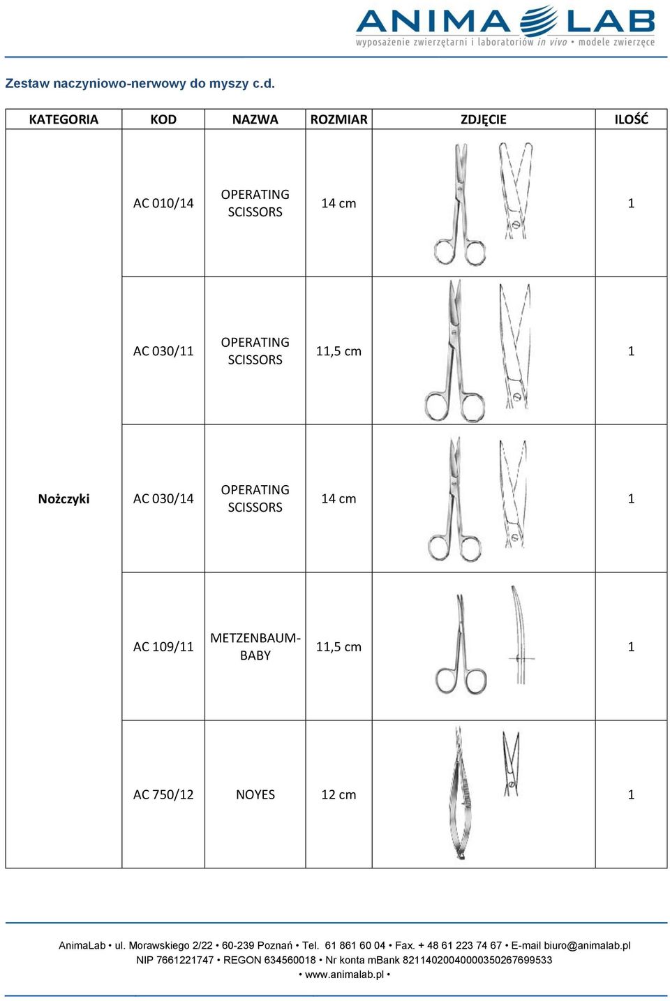 AC 010/14 OPERATING SCISSORS 14 cm 1 AC 030/11