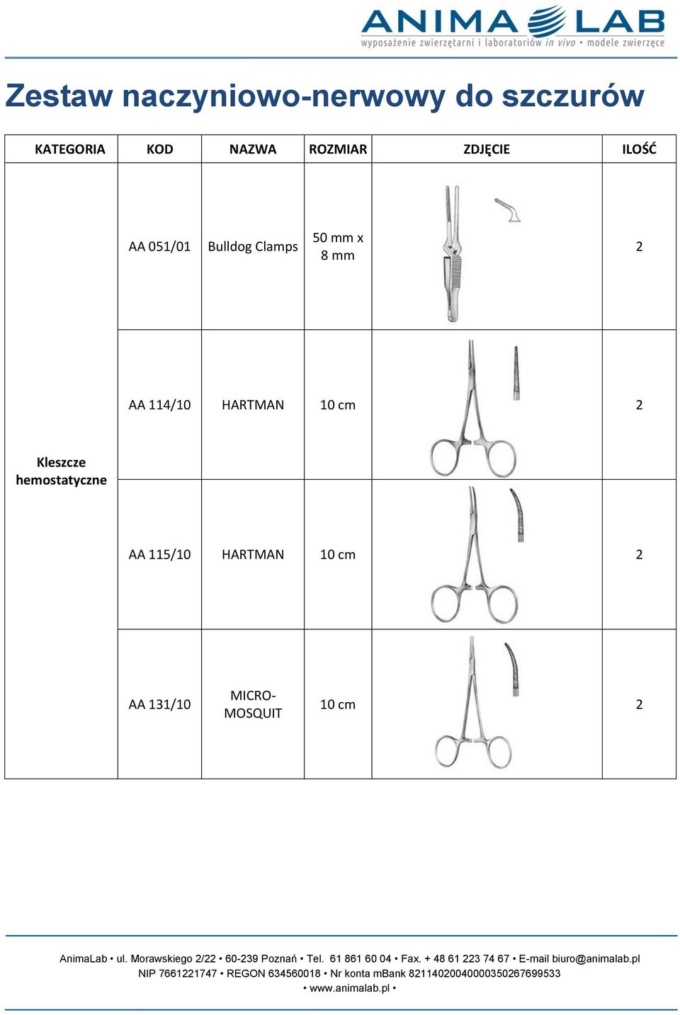 HARTMAN 10 cm 2 Kleszcze hemostatyczne AA