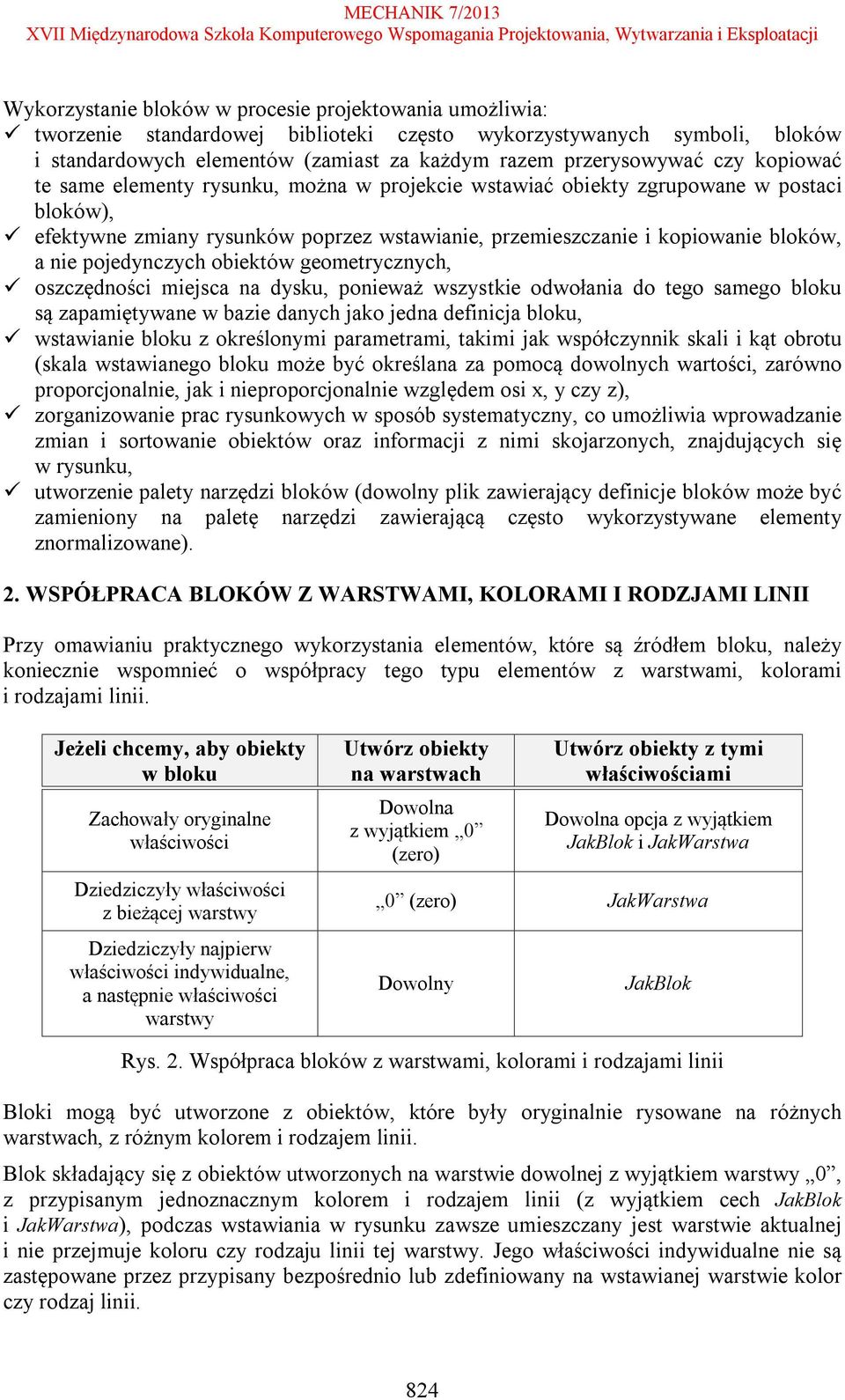 pojedynczych obiektów geometrycznych, oszczędności miejsca na dysku, ponieważ wszystkie odwołania do tego samego bloku są zapamiętywane w bazie danych jako jedna definicja bloku, wstawianie bloku z