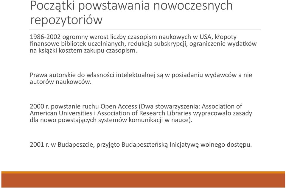 Prawa autorskie do własności intelektualnej są w posiadaniu wydawców a nie autorów naukowców. 2000 r.