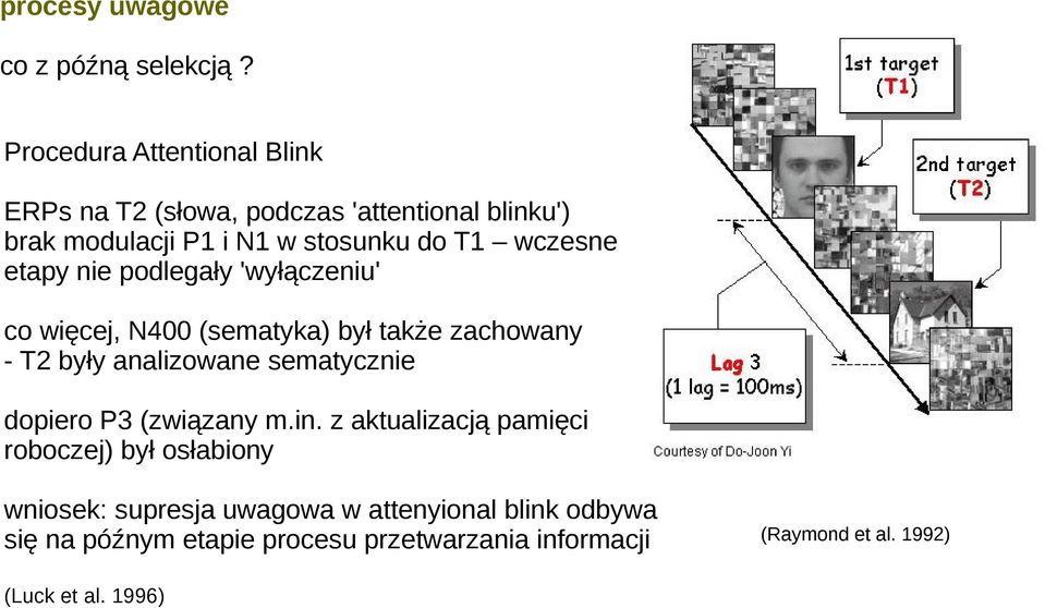 etapy nie podlegały 'wyłączeniu' co więcej, N400 (sematyka) był także zachowany - T2 były analizowane sematycznie dopiero P3