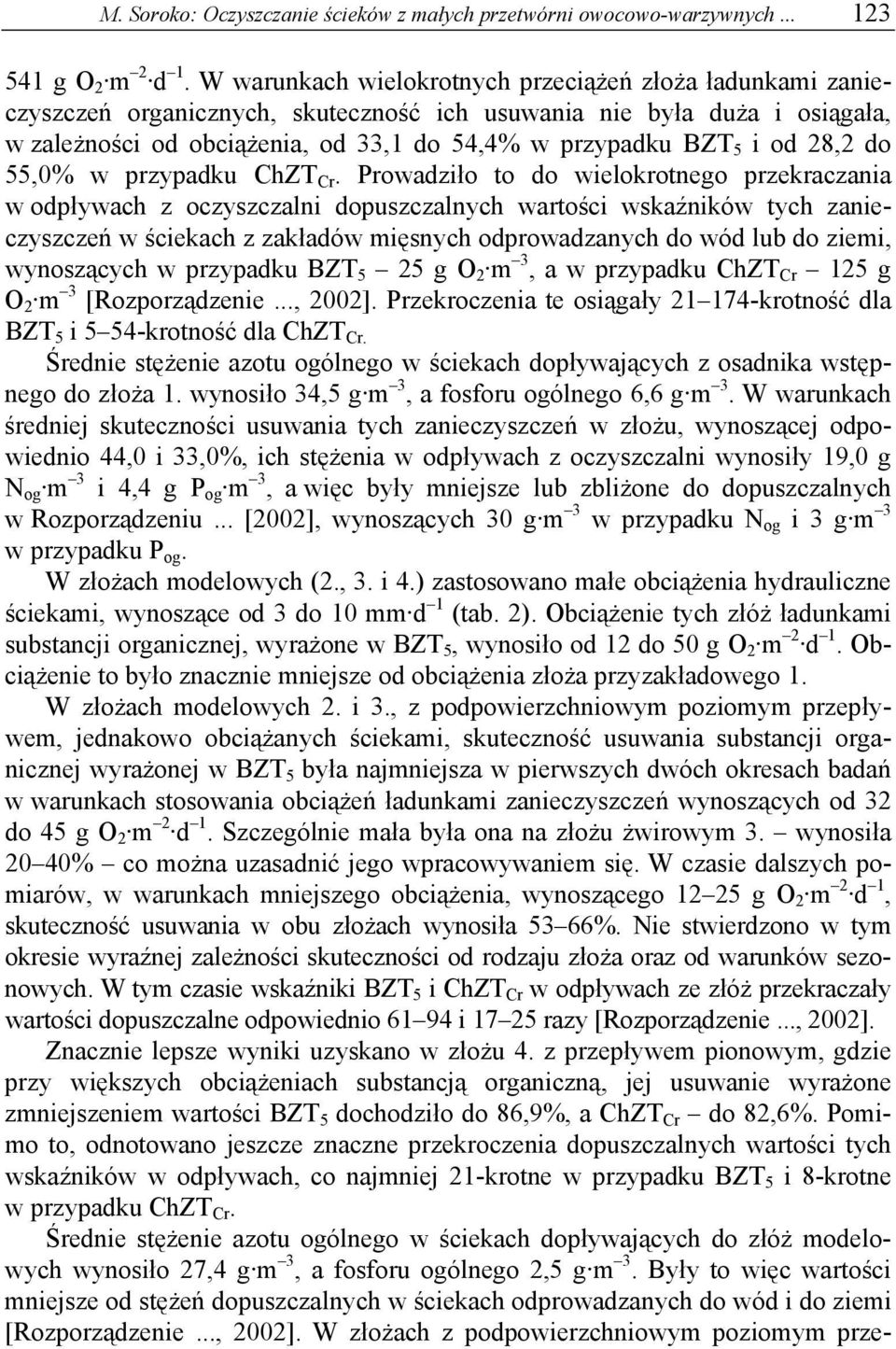 od 28,2 do 55,0% w przypadku ChZT Cr.