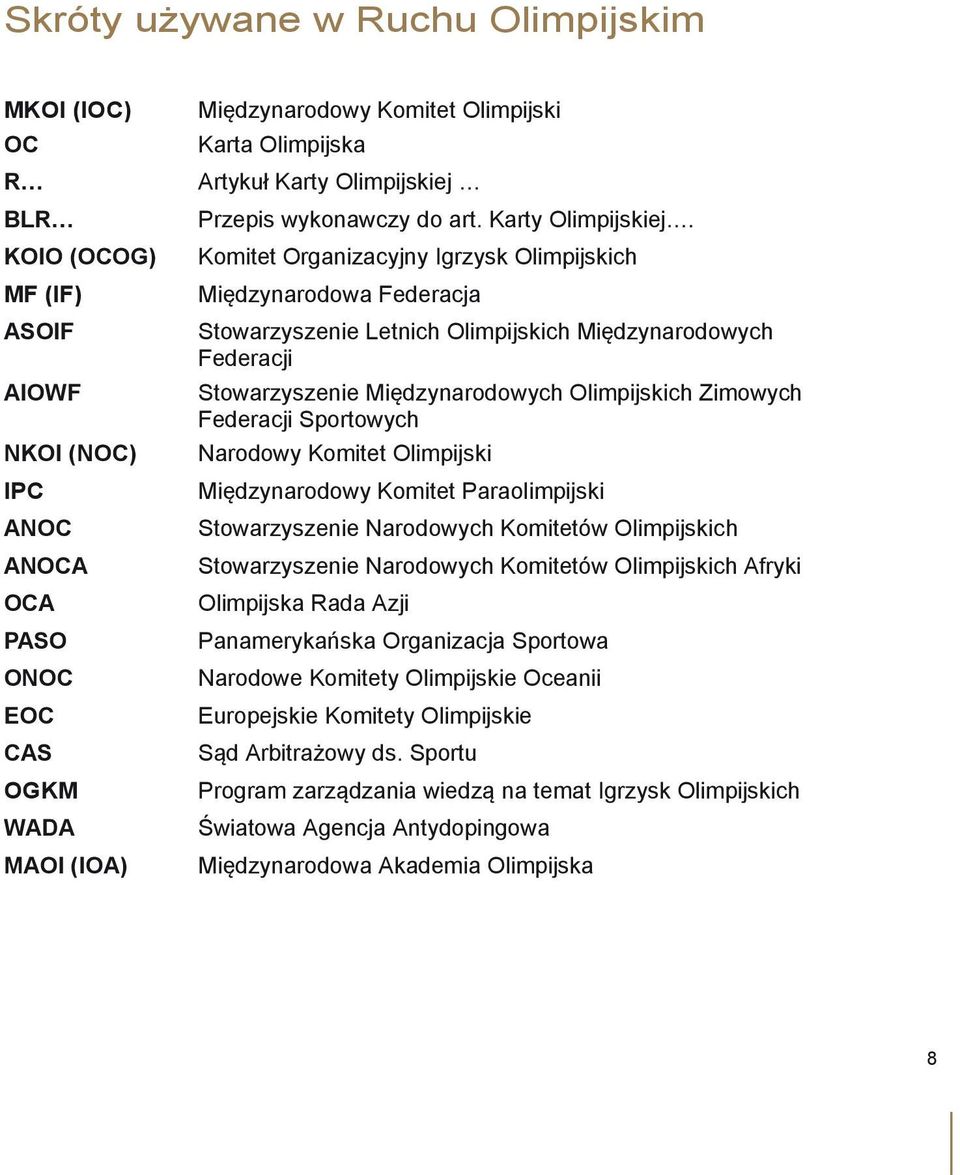 Przepis wykonawczy do art. Karty Olimpijskiej.