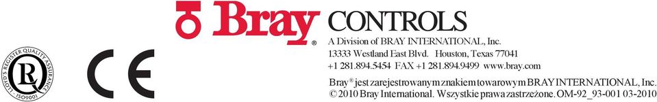 com Bray jest zarejestrowanym znakiem towarowym BRAY