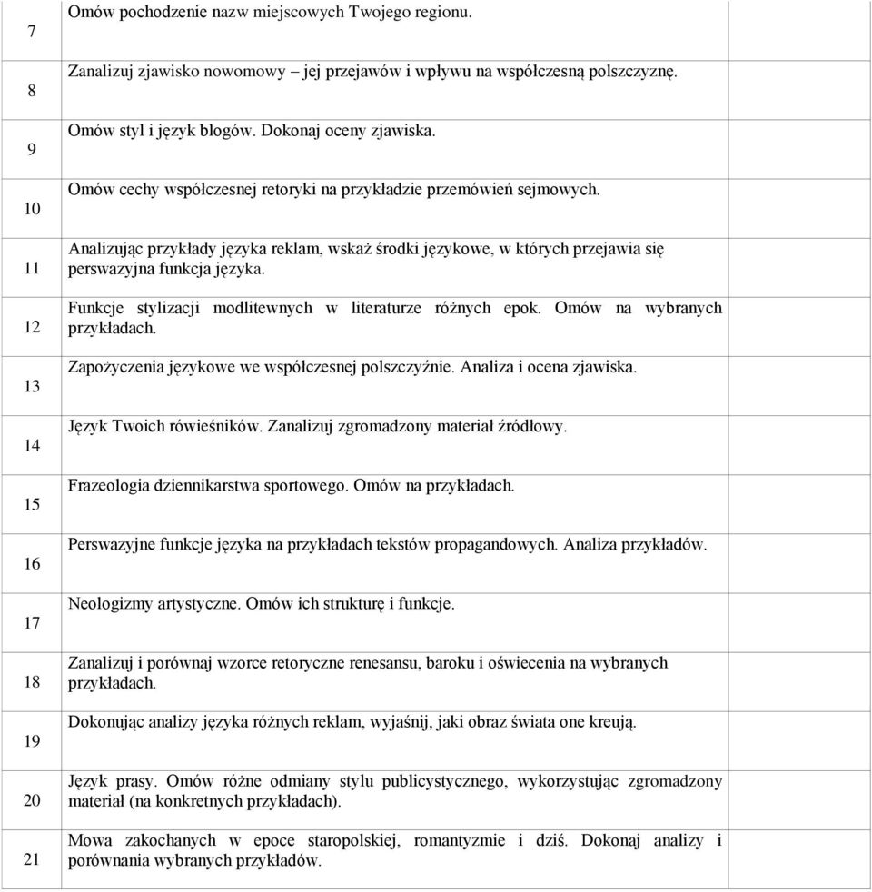 Analizując przykłady języka reklam, wskaż środki językowe, w których przejawia się perswazyjna funkcja języka. Funkcje stylizacji modlitewnych w literaturze różnych epok.