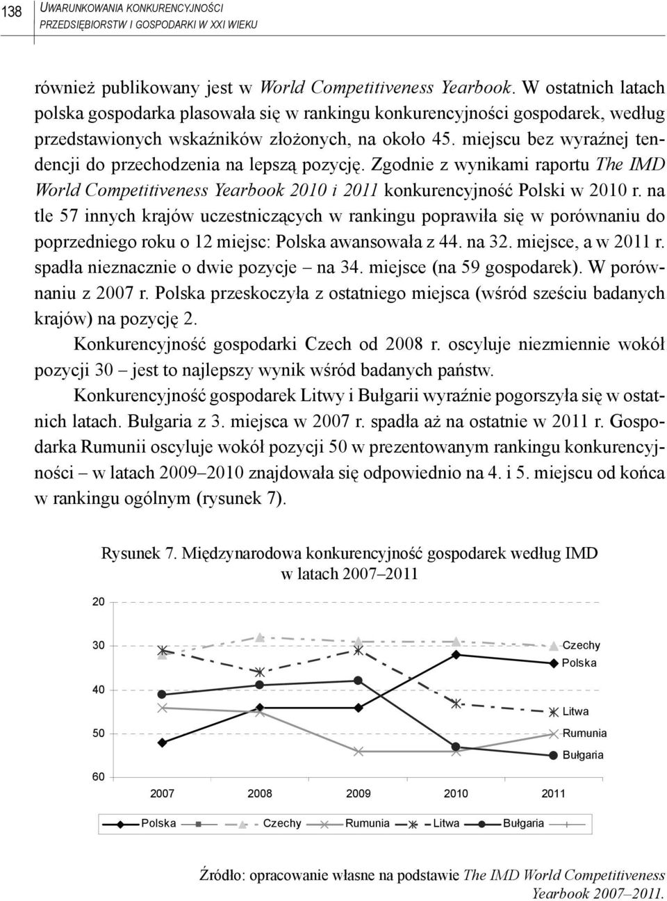 miejscu bez wyraźnej tendencji do przechodzenia na lepszą pozycję. Zgodnie z wynikami raportu The IMD World Competitiveness Yearbook 2010 i 2011 konkurencyjność Polski w 2010 r.