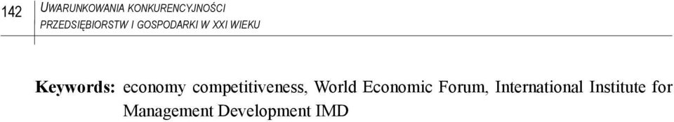 Keywords: economy competitiveness, World
