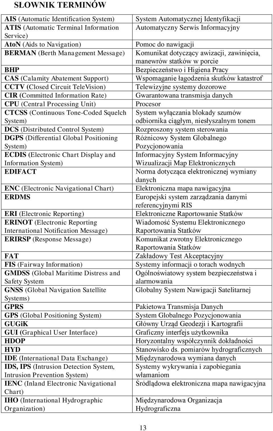 Positioning System) ECDIS (Electronic Chart Display and Information System) EDIFACT ENC (Electronic Navigational Chart) ERDMS ERI (Electronic Reporting) ERINOT (Electronic Reporting International