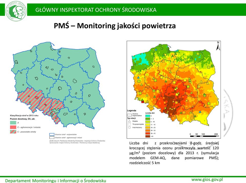 średniej kroczącej stężenia ozonu przekroczyła wartość