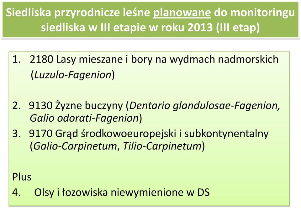 9130 Żyzne buczyny (Dentario glandulosae-fagenion, Galio odorati-fagenion) 3.