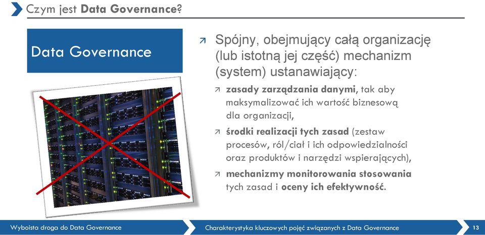 zarządzania danymi, tak aby maksymalizować ich wartość biznesową dla organizacji, rodki realizacji tych zasad (zestaw