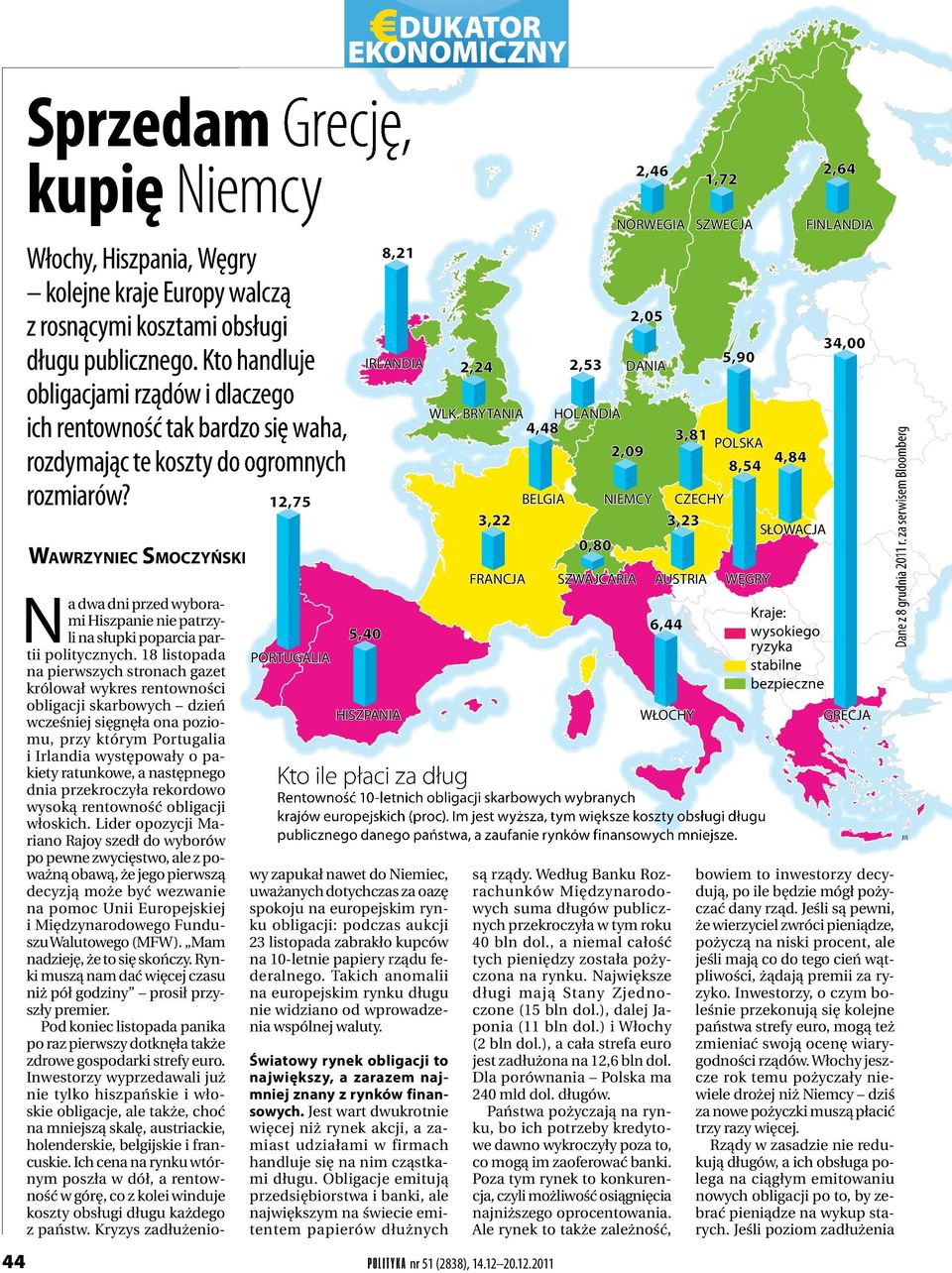 I tu tkwi problem niektórych państw strefy euro: masa długów jest ogromna, a szanse na wzrost znikome, bowiem Europie grozi recesja.