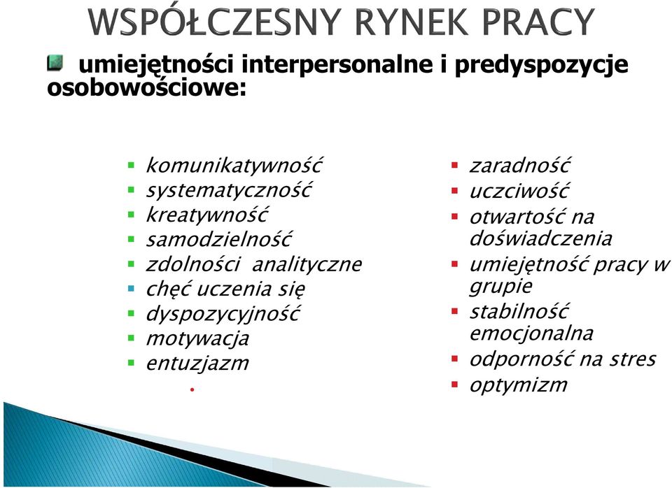 się dyspozycyjność motywacja entuzjazm zaradność uczciwość otwartość na